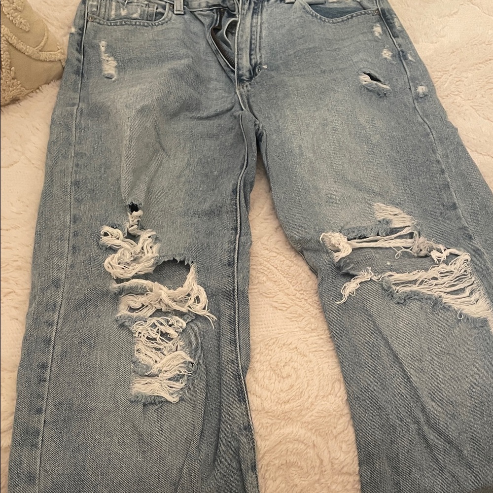 Blue Ripped Boyfriend Jeans - Picture 4 of 4